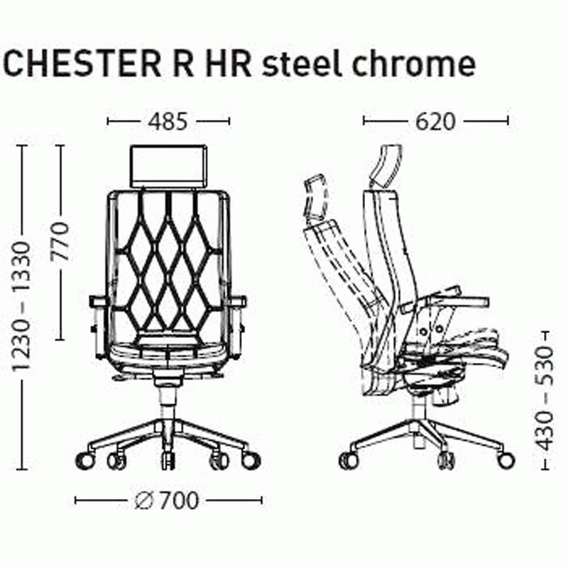 Кресло руководителя CHESTER R HR STEEL CHROME Кресло руководителя CHESTER R HR STEEL CHROME